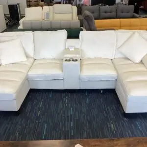 Double lounge sectional with charging ports/storage